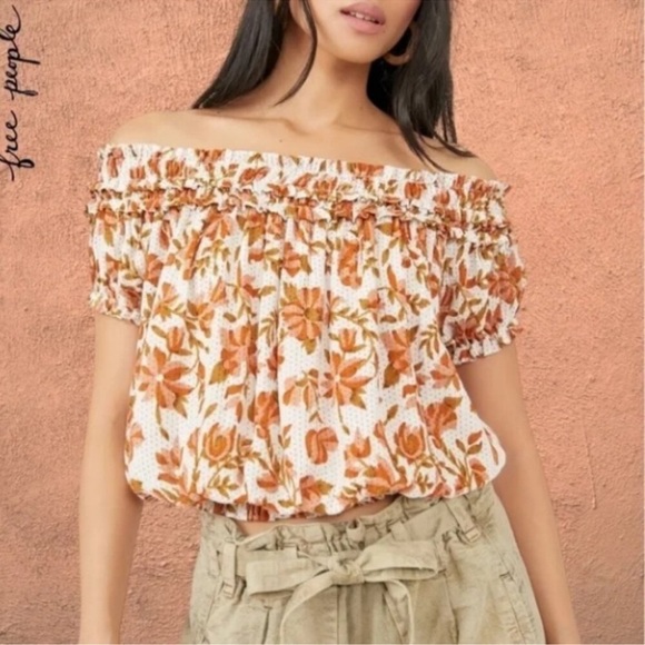 Free People Suki Floral Off Shoulder Top Size XL - Picture 1 of 12